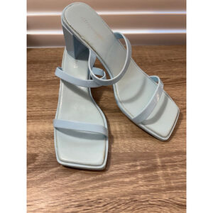 Jeffrey Campbell Womens Size 10 Baby Blue Shiny Jamm-3 Jelly Slide Sandal Heels